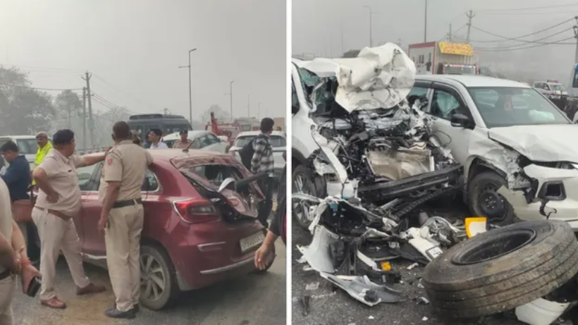 पानीपत के सिवाह में भीषण सड़क हादसा, दो दर्जन गाड़ियां आपस में टकराईं; कई लोग घायल